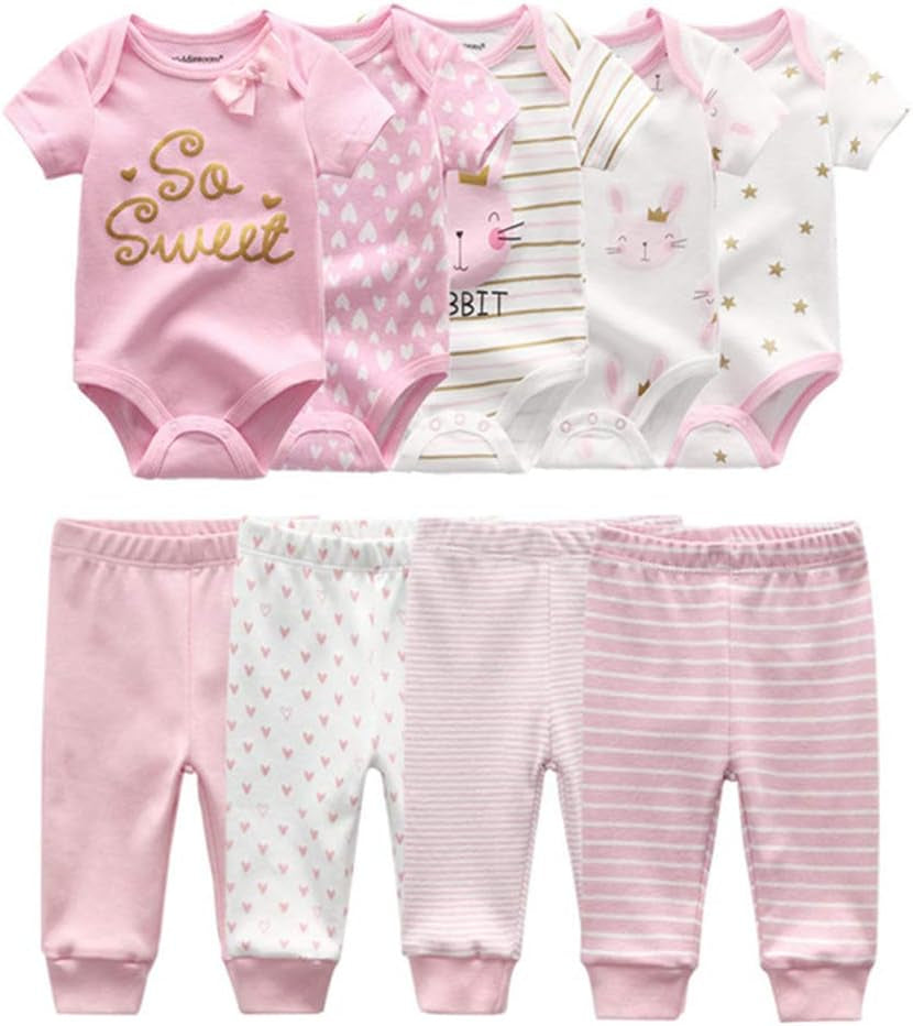 Unisex Newborn Baby Short-Sleeve Bodysuit Baby Layette Essentials Giftset Clothing Set
