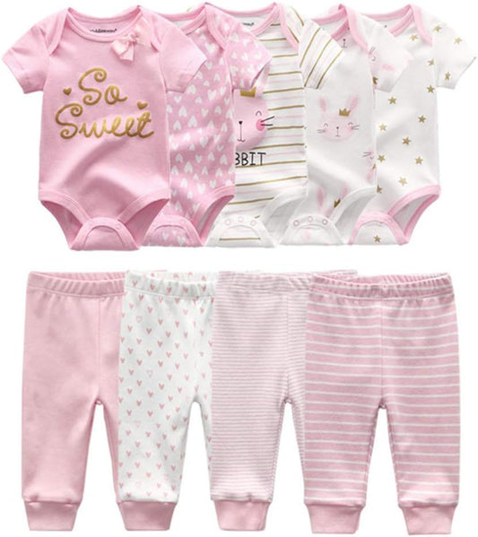 Unisex Newborn Baby Short-Sleeve Bodysuit Baby Layette Essentials Giftset Clothing Set