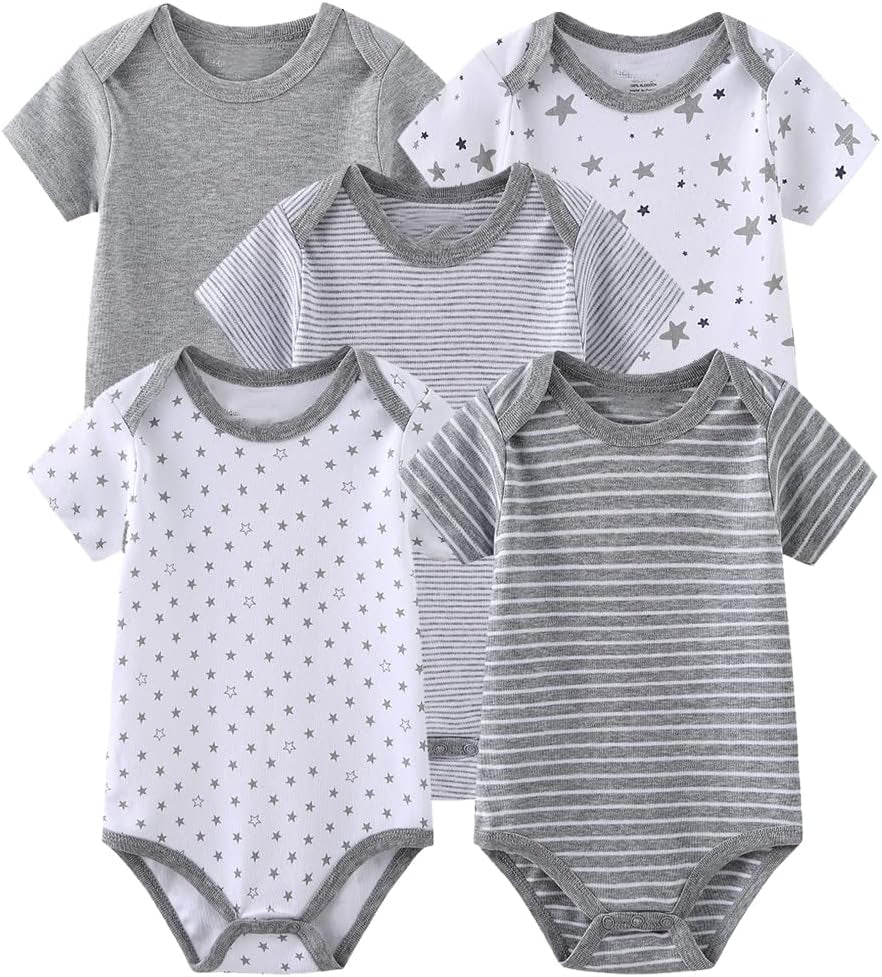 Newborn Baby Cute Design Bodysuit Short Sleeve One-Piece Baby Clothes for Boys and Girls