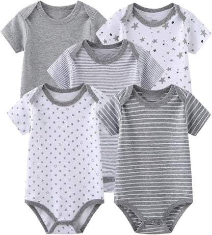 Newborn Baby Cute Design Bodysuit Short Sleeve One-Piece Baby Clothes for Boys and Girls