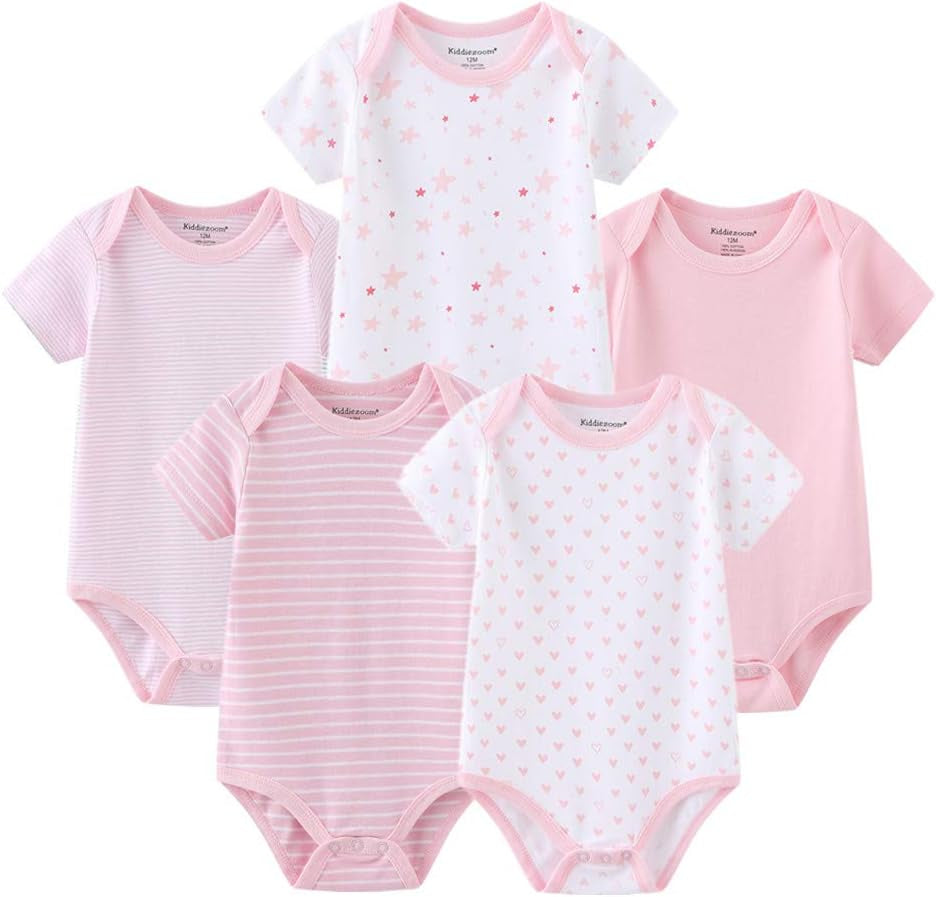 Baby Bodysuit Newborn Short Sleeve Baby One-Piece Cotton 5-Pack Baby Clothes