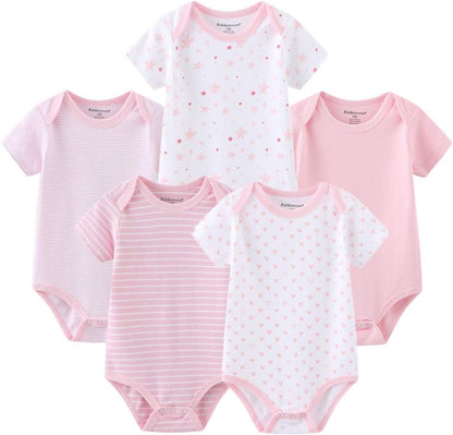 Baby Bodysuit Newborn Short Sleeve Baby One-Piece Cotton 5-Pack Baby Clothes